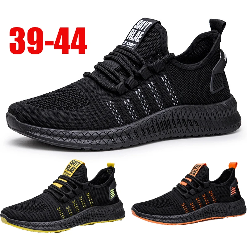 

2021 Summer New Flying Woven Mesh Black Color Matching Korean Sports Light Running Casual Fashion Trend Shoes Large Size 39-44