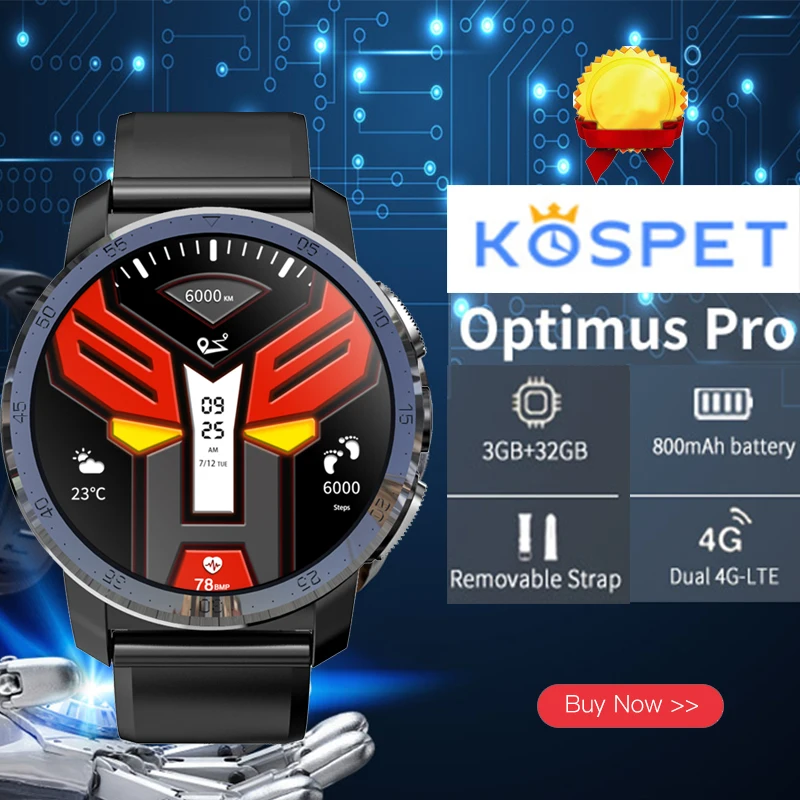 Смарт-часы KOSPET Optimus Pro 4G gps умные часы для мужчин 3 Гб + 32 ГБ водонепроницаемые 8 0 МП