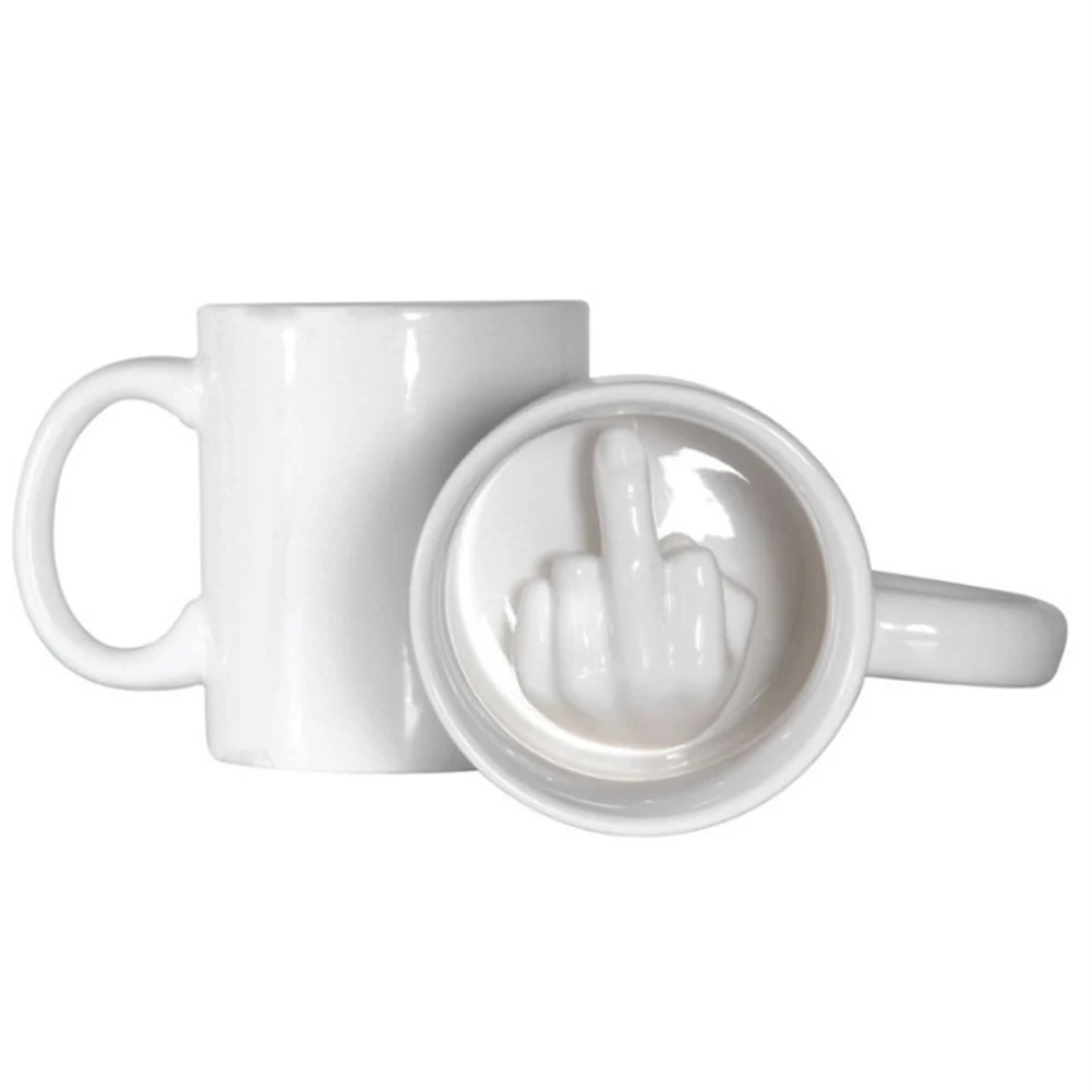 

Funny Style White Middle Finger mug Creative Design Mixing Coffee Milk Cup Drinkware Ceramic Mugs 300ml Capacity Water Cup