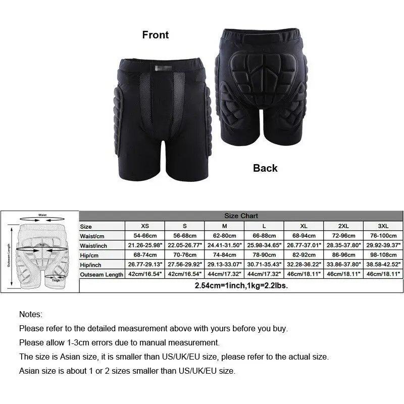 

XS-3XL Kids Youth Adult Skate Skateboard Impact Shorts Pad 3D Hip/Butt Protection Pants