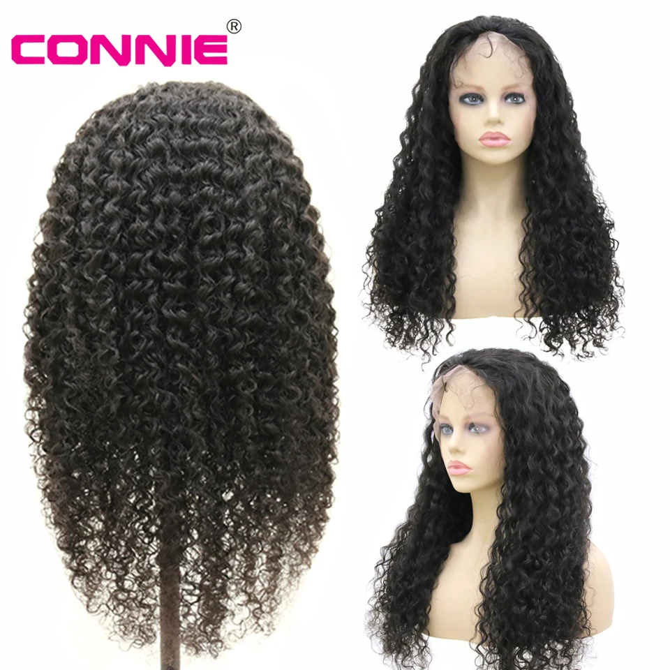 Накладные волосы Connie Curly 13X4 перуанские Remy с фронтальной и средней посадкой 10 30