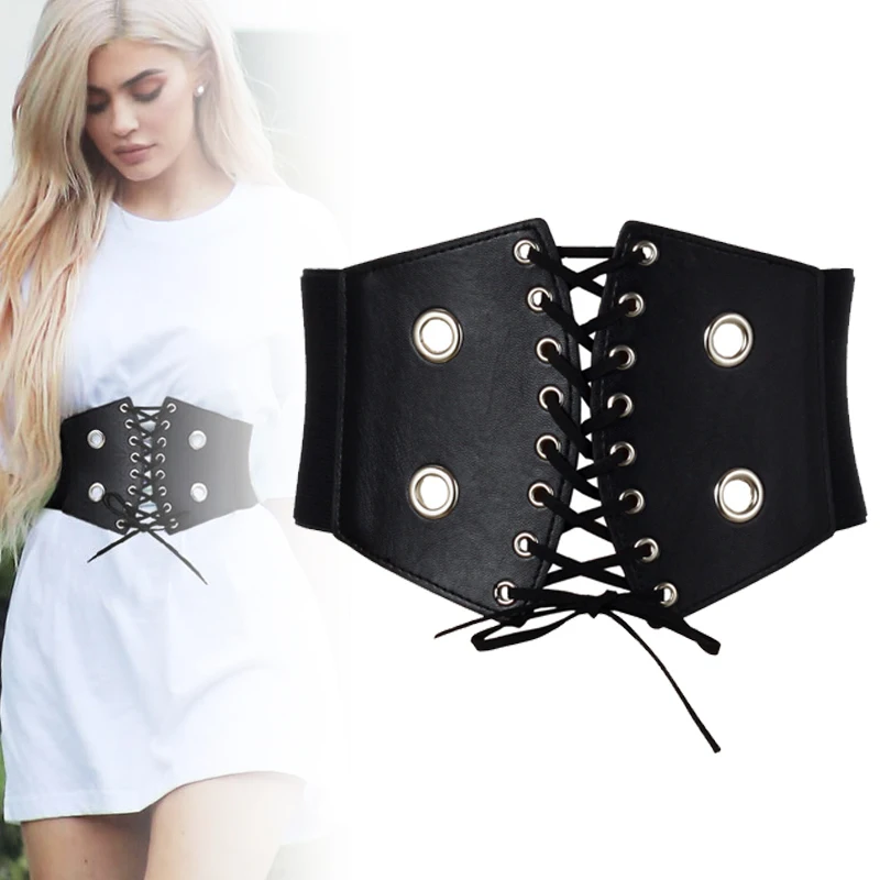 wide belt 1 Женский корсет с поясом, женское модное платье в стиле панк, пояс для леди, пояс на молнии для девушек, эластичные тянущиеся широкие пояса 130 - Цвет: wide belt 1
