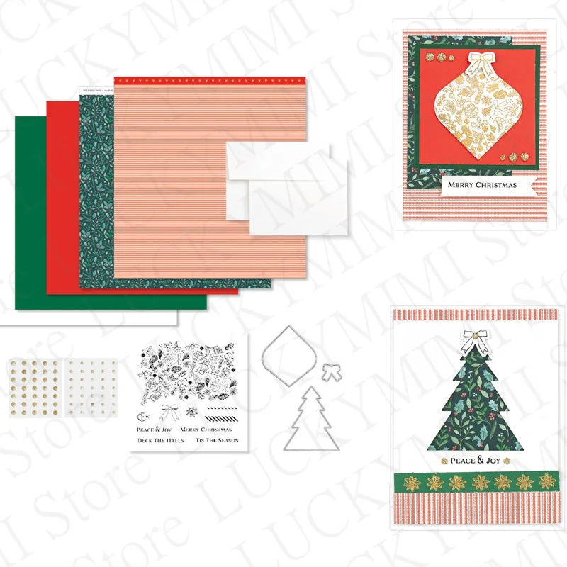 

Christmas Tree Metal Cutting Dies and Clear Stamps Sets For Diary Craft Making Greeting Card Decoration Scrapbooking New Arrival