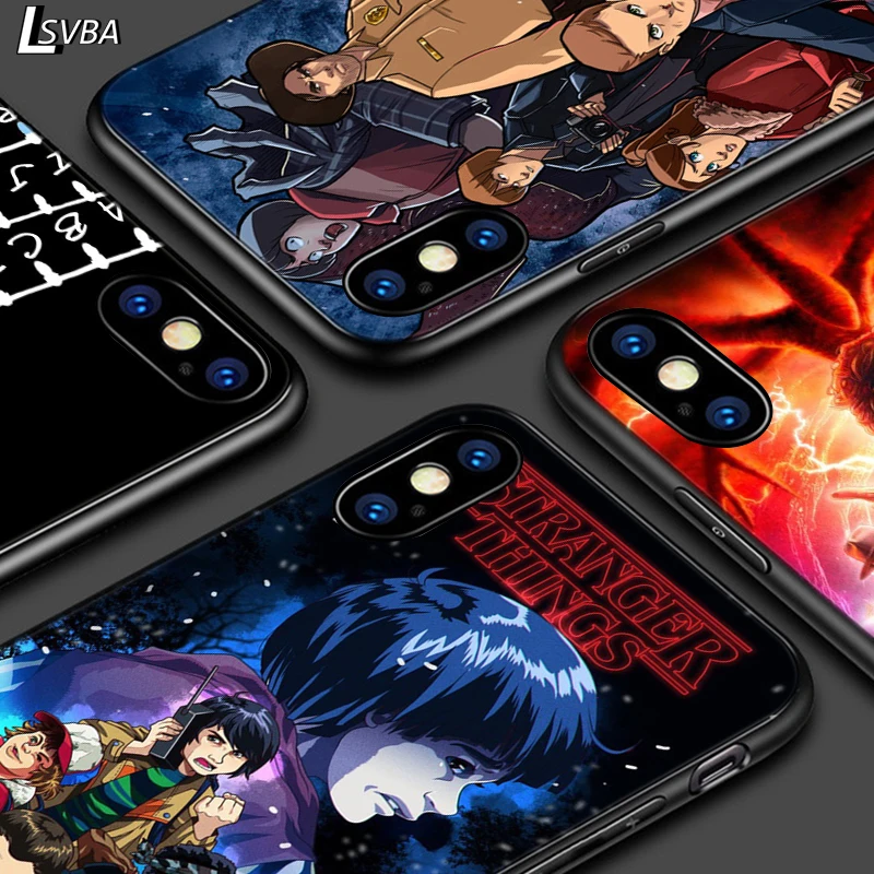 

For iPhone 12 11 Pro Max mini Bright Black Case Stranger Things for iPhone Max XR X 8 7 6 Plus 5S SE Phone Case