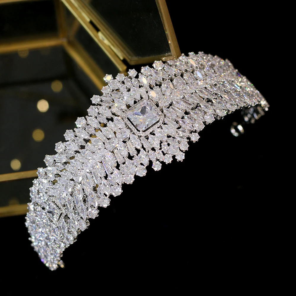 Роскошная блестящая Тиара для невесты Хрустальный головной убор принцессы