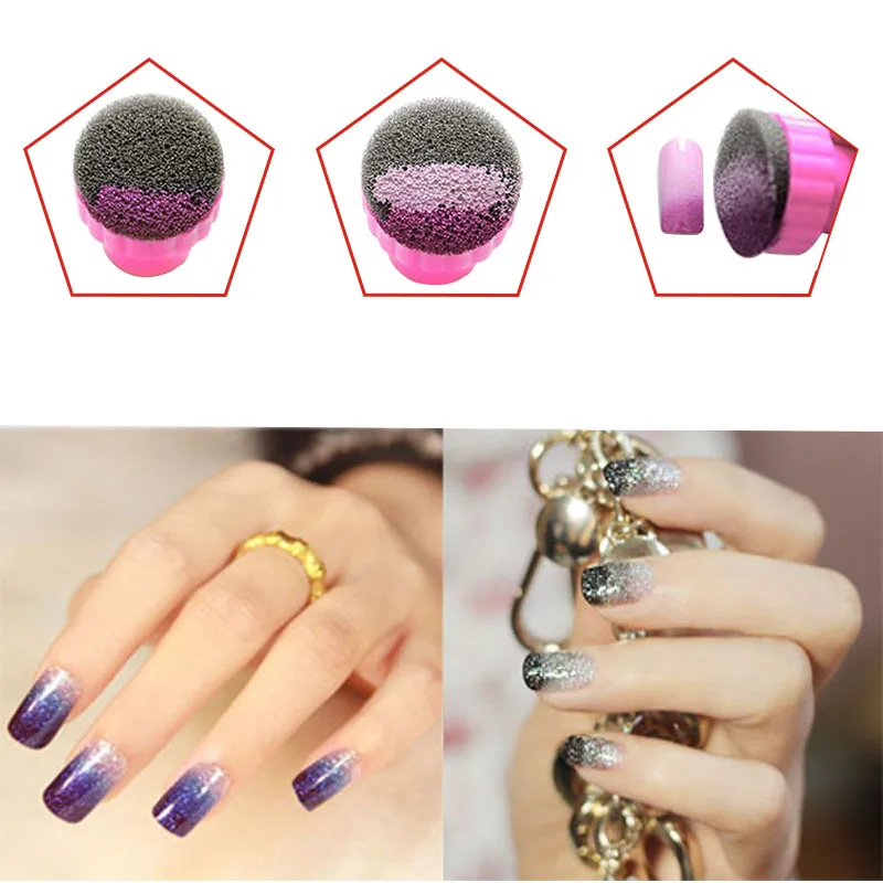 Штамповка Nail Art Image 1 шт. Пластик держатель + 5 губки в форме цветка палитра лака