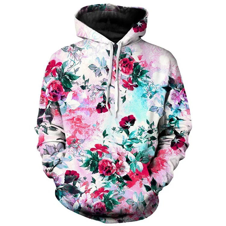 

Hooded Sweatshirt Men's 3D Digital Floral Print Hoodie Jacket