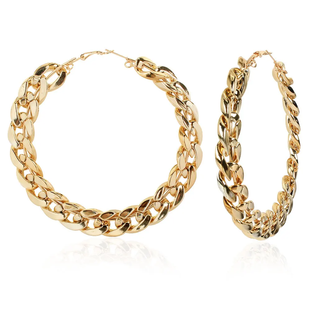 

Punk Rock Gold Color Twisted Large Hoop Earrings for Women Oversized Big Circle Round Loop Earrings Fashion Party Jewelry Gifts