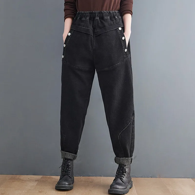 

High Waist Boyfriend Jeans Women New Arrival 2021 Autumn Winter Korean Style Vintage Streetwear Loose Female Denim Pants B1454