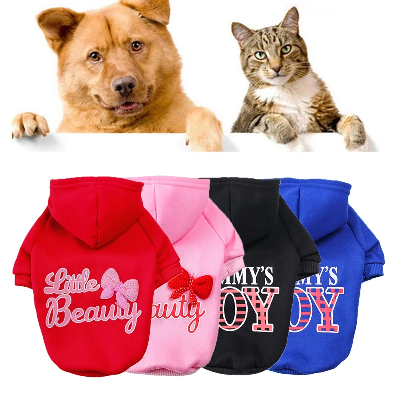 

Cute Pet Hoodie Warm Dog Clothes Casual Clothing For Cats Winter Printed Dog Clothing Bow Hoodie Pets Supplies 2021 New Sweet