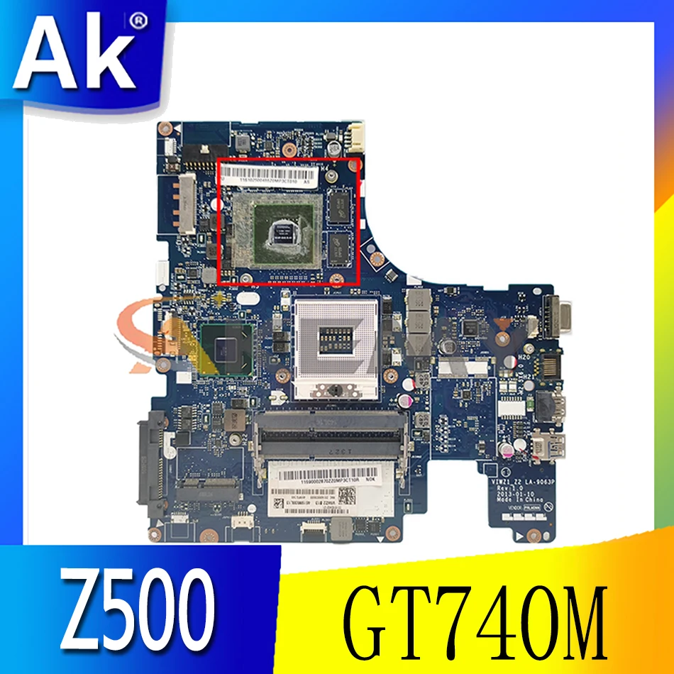 

Akemy For Lenovo Z500 Laptop Motherboard VIWZ1 Z2 LA-9063P PGA989 HM77 GPU GT740M DDR3 100% Test Work