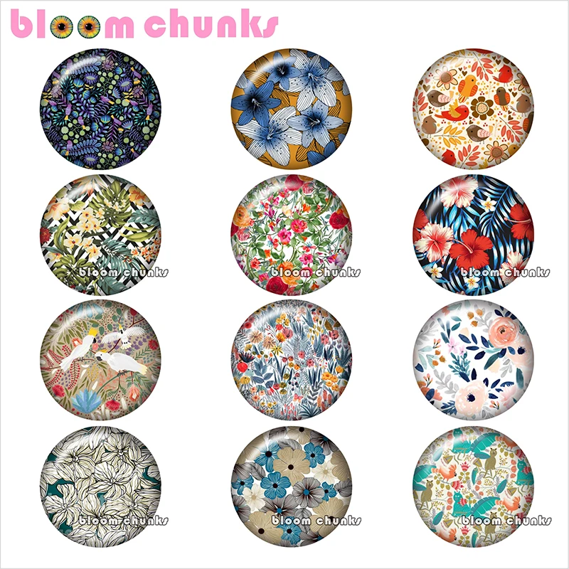 

Pretty flower pattern Round photo glass cabochon demo flat back Making findings 12mm/18mm/20mm/25mm A8730