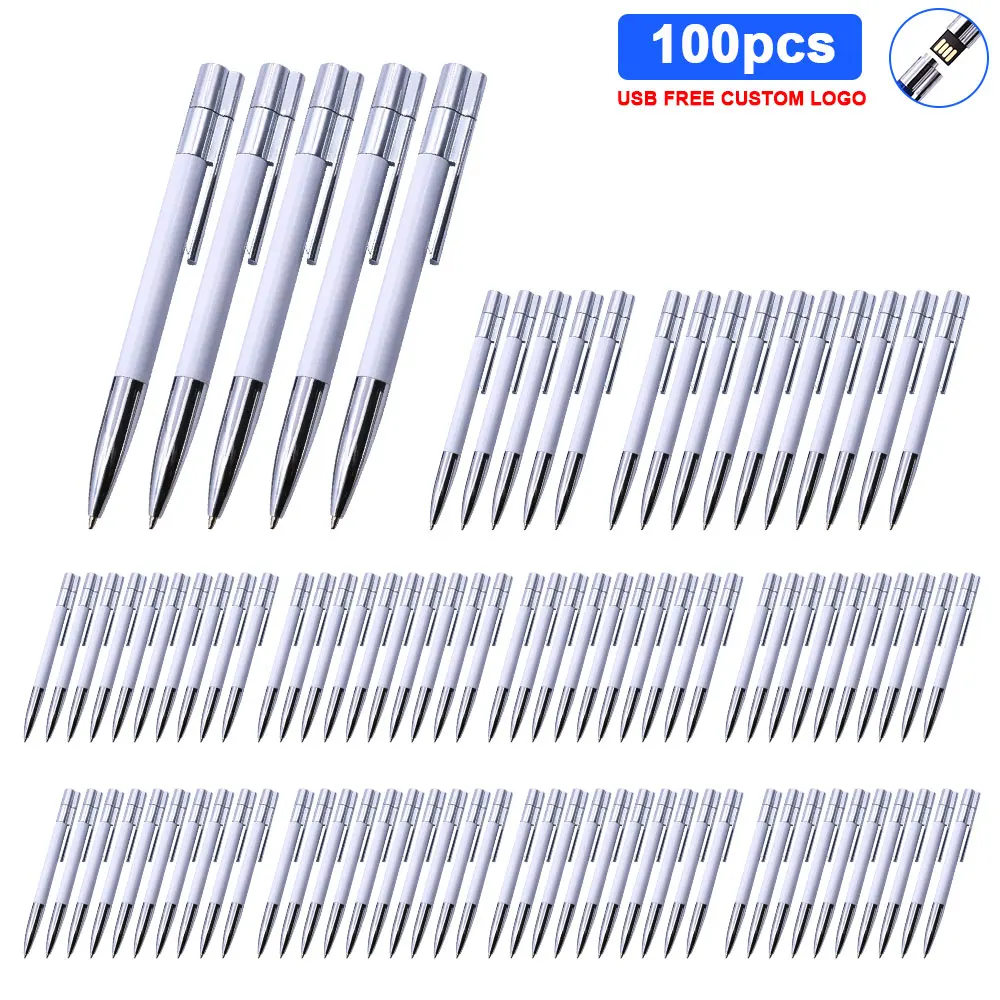 100 шт./лот (бесплатный логотип) Новая Металлическая Шариковая Ручка ручка Usb флеш