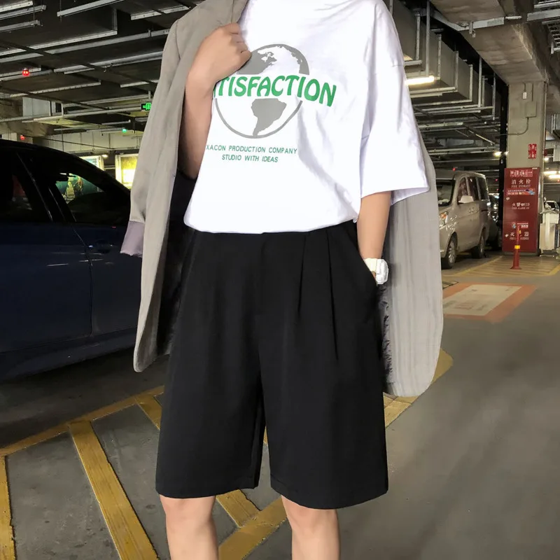 

2021 Summer New Youth Popular Men's Loose Solid Color Simple Five-point Trousers Fashion Casual All-match Shorts Black/grey
