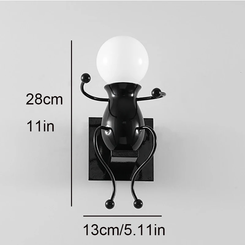 

Modern Wall lamp simplicity matchstick man Cartoon Retro Wall Light For Living Room Bedroom Children's Room Bedside Aisle E27