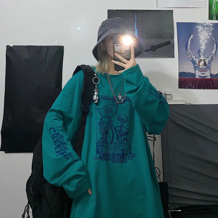 Harajuku одежда женские футболки топы в Корейском стиле Ulzzang Bf футболка с длинным рукавом с принтом для женщин Футболка