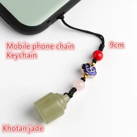 hetian jade green jade mobile phone chain pendant original scale mound seal gift custom mobile phone lanyard cute pendant