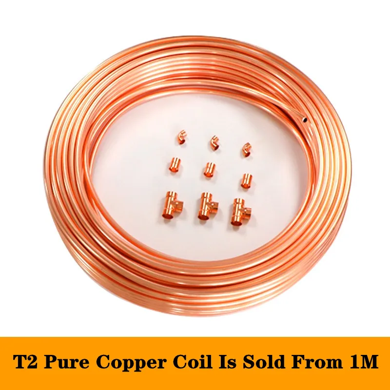 1 метр 99.9% T2 мягкая медная трубка Проволочная труба кондиционерная красная медь
