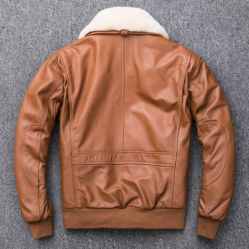 Boollili Men's Leather Jacket Autumn Winter Genuine Sheepskin Coat for Men Plus Size Bomber Parka 2020 | Мужская одежда
