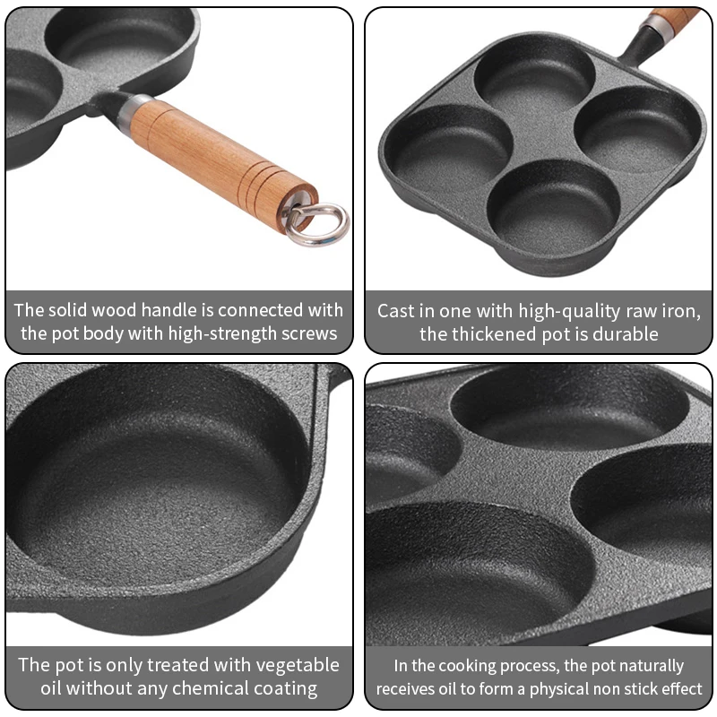 Сковорода для омлета с 4 отверстиями бургеров яиц ветчины блинов сковородок