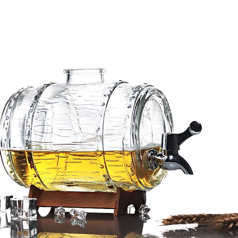 С краном деревянная рама стеклянный резервуар для пива горизонтальная бочка