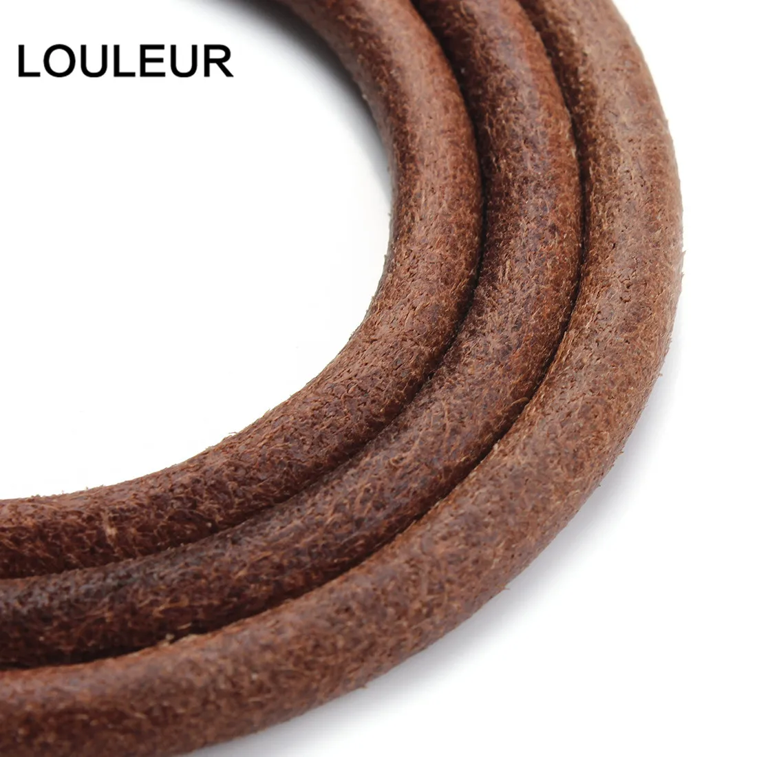 LOULEUR 5 м/лот 1,5 2 2,5 3 4 мм натуральный шнурок из коровьей кожи для браслета винтажные Коричневые круглые кожаные веревочки Ювелирные изделия