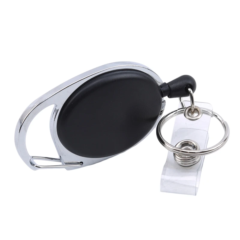 

oval-shaped easy-pull ID Card Buckle Metal Telescopic Keychain Belt Clip Key Ring Metal Badge Holder Bag Accessories