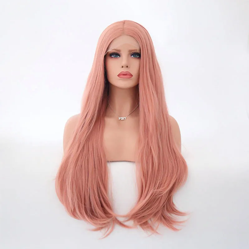 Pink Color Lace Front Wigs Heat Resistant Fiber Hair Lace Wig Cospaly for Women Girls Synthetic Hair Soft Hair