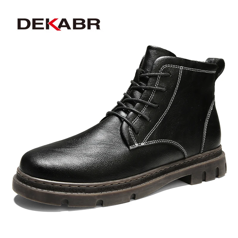 

DEKABR Men Boots Split Leather Walking Ankle Boots New Brand Male Comfortable Casual Shoes Warm Autumn Winter Men Work Boots