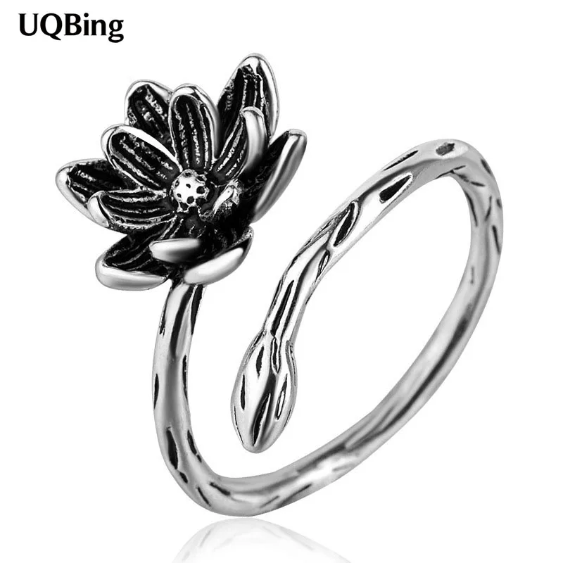 

Retro Lotus Flower Adjustable Vintage Rings for Women 925 Sterling Silver Jewelry Gifts