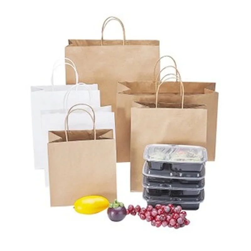 

Wholesale light pink kraft paper bag shopping clothing advertising gift bag green handbag supermarket shopping 10 pieces