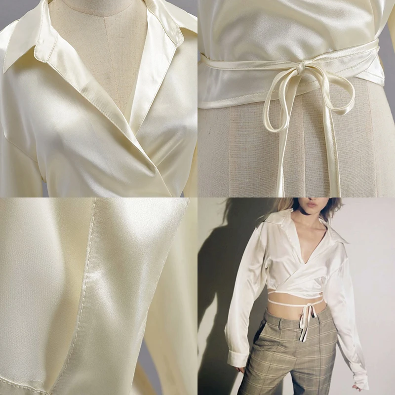 

GCAROL Women V Neck Sexy Blouse Cross-criss Bow Tie Up Crop Top Summer Spring Beach Pullover