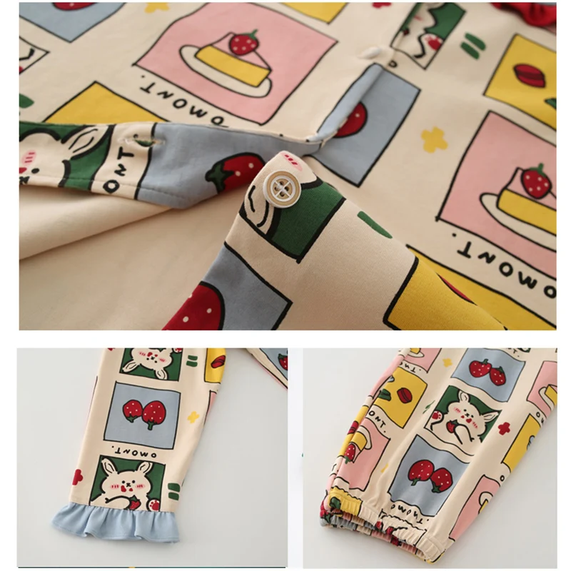 

Autumn Cotton Couple Pajamas Set Winter Warm Satin Kawaii Sleepwear Suit for Women Atoff Home Silk Soft Men's Nightwear