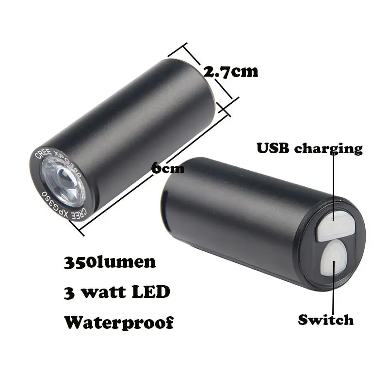 

Bike Front Light LED USB Rechargeable MTB Front Light 350 Lumens Bicycle Head Lamp 3W Cycling Headlight Built-in Battery