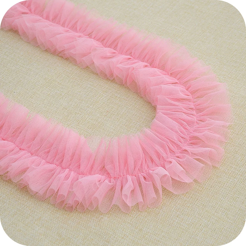 

10cm Wide Many Colors Double Fold Mesh Gauze Lace Fabric DIY Clothing Skirt Hat Wallet Sewing Accessories Pet Toy Clothes Trim