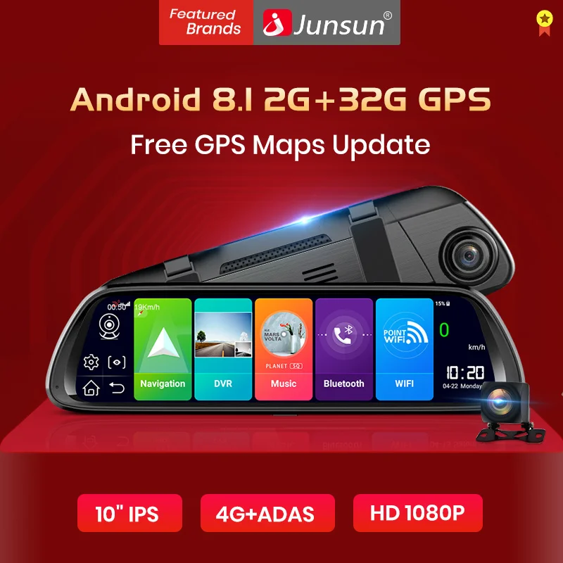 Junsun A960 Android 8.1 4G видеорегистратор GPS регистратор WiFi dash cam зеркало 9,88" видеорегистраторы автомобильные зеркало регистратор авторегистраторы зеркало видеорегистратор видеорегистратор зеркало