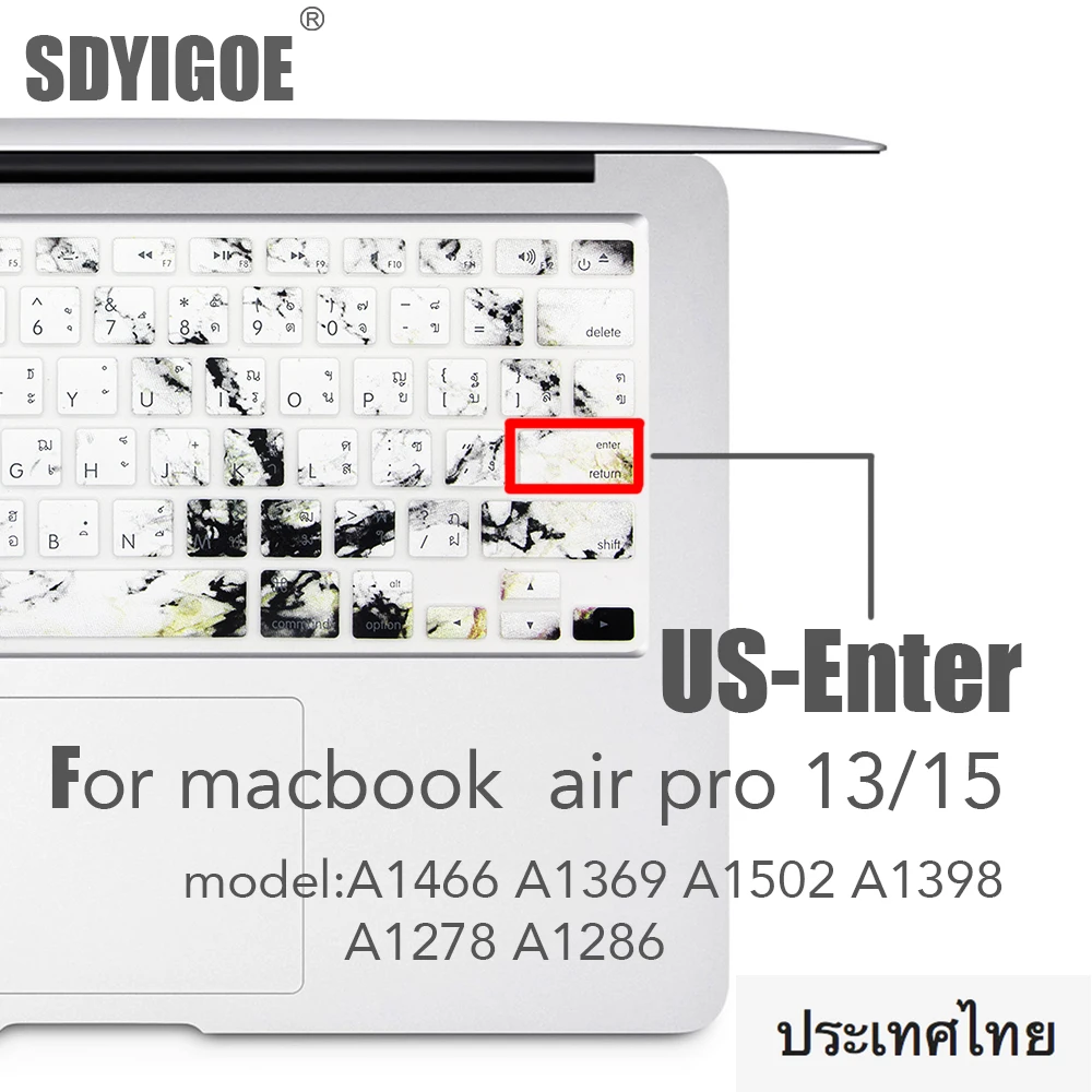 Чехол для клавиатуры из таиланда macbook pro13 retina 15 air13.3 US Enter A1466 A1502 A1398 A1278A1286 защитная