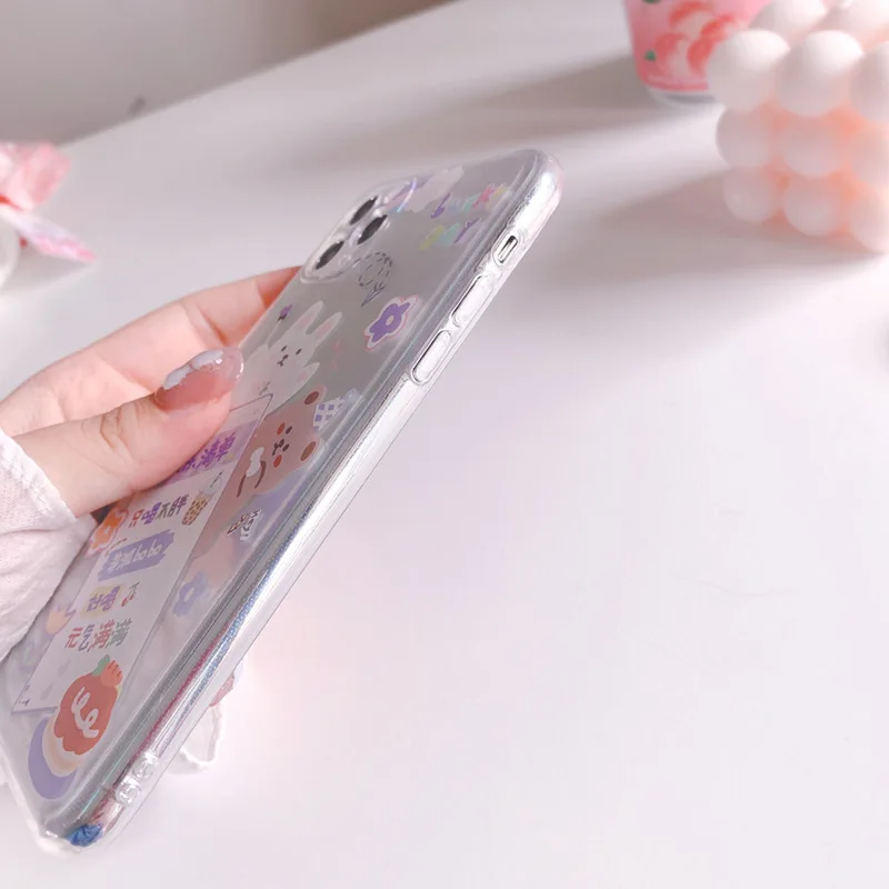 

Fashion Happy List mobile phone case for iPhone11 12Pro Max mini X XR XSMax8 7PluS cartoon laser anti-fall protective back cover