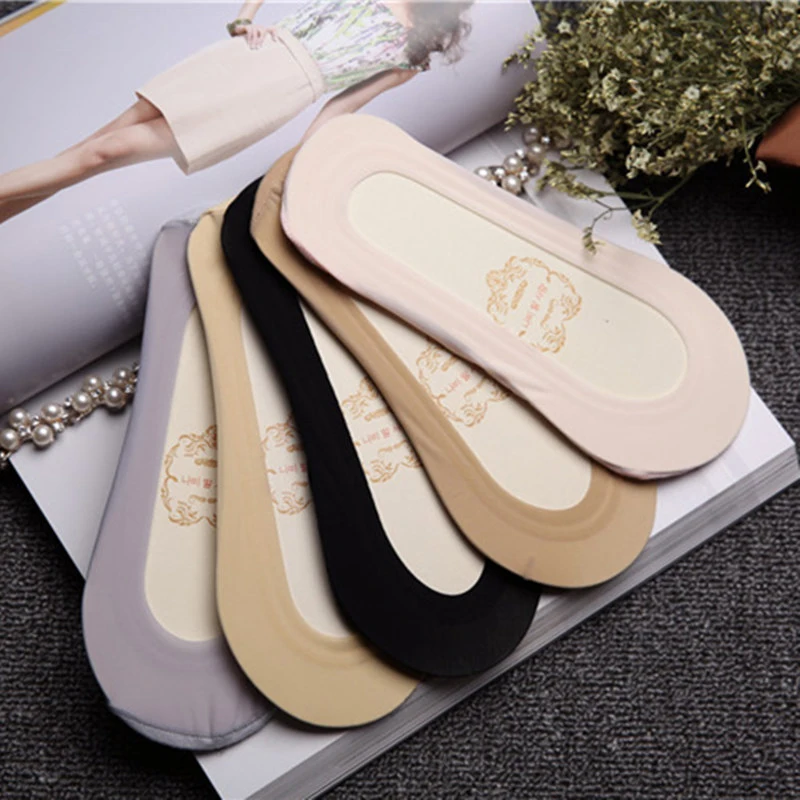 Ледяные шелковые носки-башмачки, одноцветные женские невидимые бесшовные супер неглубокие силиконовые короткие носки, женские короткие летние носки