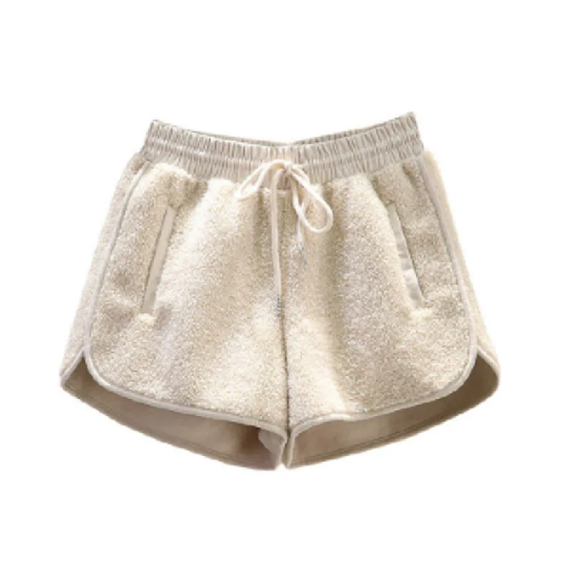 

Pants Women's Autumn Winter 2020 New Loose High Waist Wild Lamb-Like Wide-Leg Pants Wearing Elastic Casual Shorts Pants