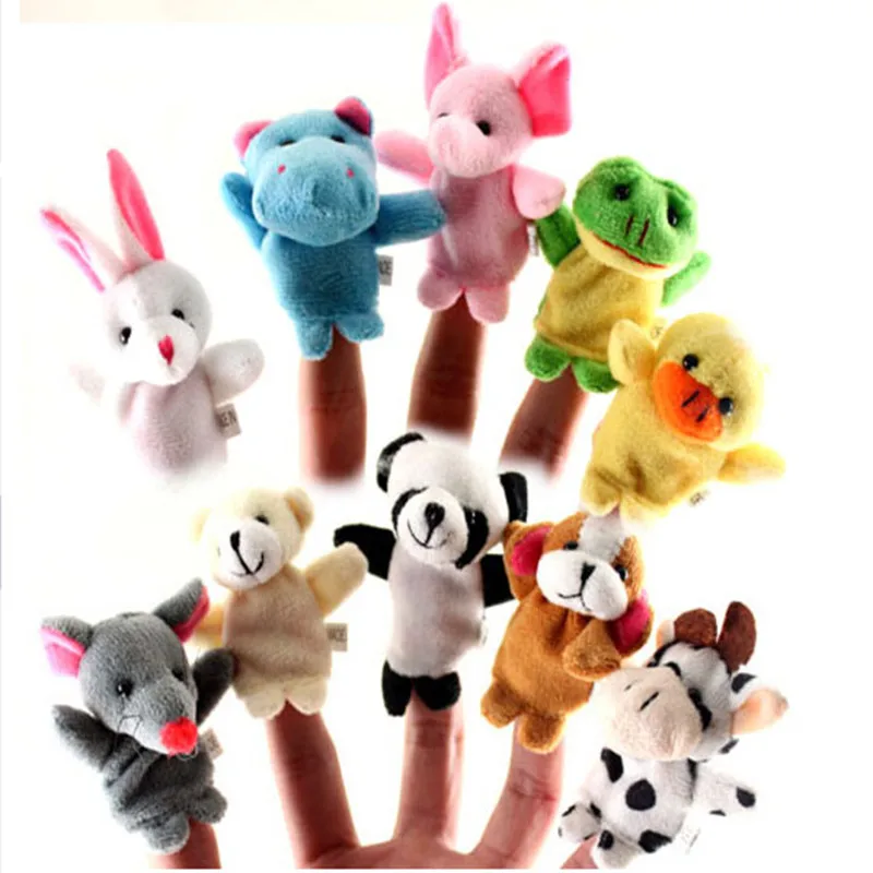 

10 шт./лот детские плюшевые игрушки счастливая семья Веселые Мультяшные животные пальчиковые куклы для детей обучающие и обучающие игрушки ...
