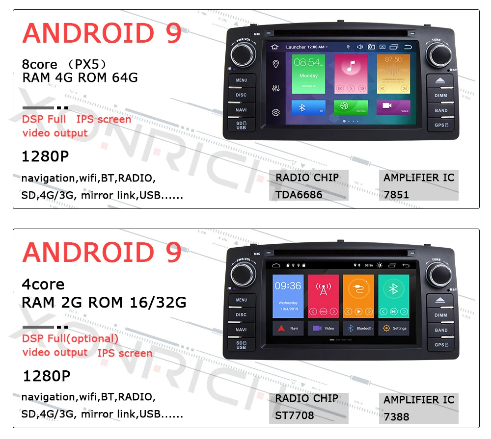 DSP 4 Гб 64 г Android 9,0 автомобильный dvd-плеер для Toyota Corolla E120 BYD F3 2 Din Автомобильный мультимедийный Стерео gps Авторадио Навигация 8 ядерный