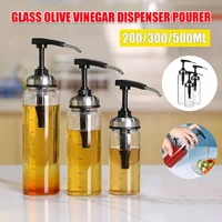 new sauce syrup dispenser bottle glass olive oil dispenser with wide neck press pumps head kitchen supplies gravy boat tableware