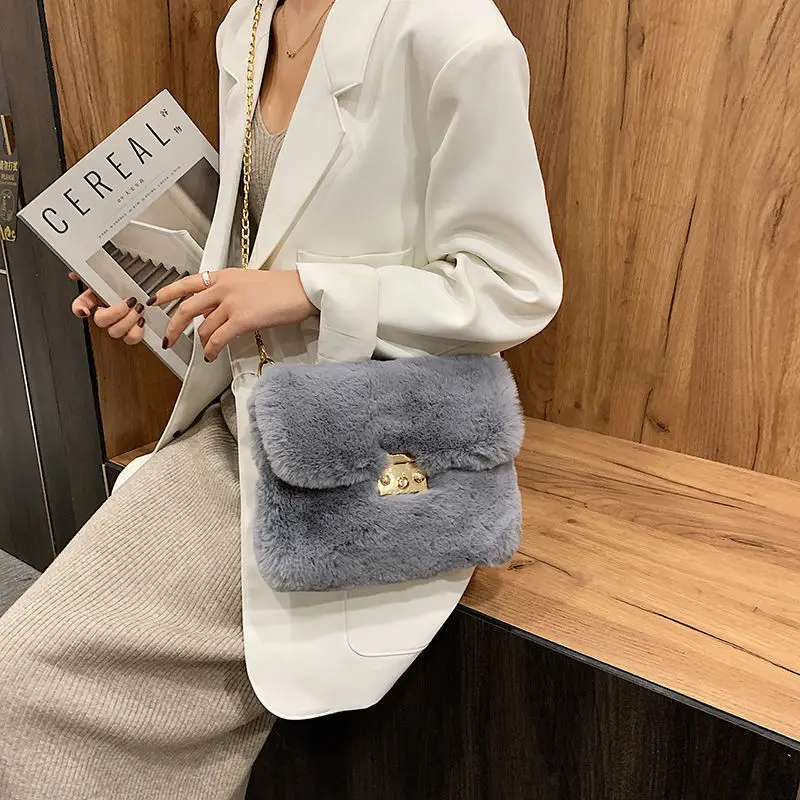 Сумка на плечо для женщин сумка через женская дизайнерская пушистая плюшевая