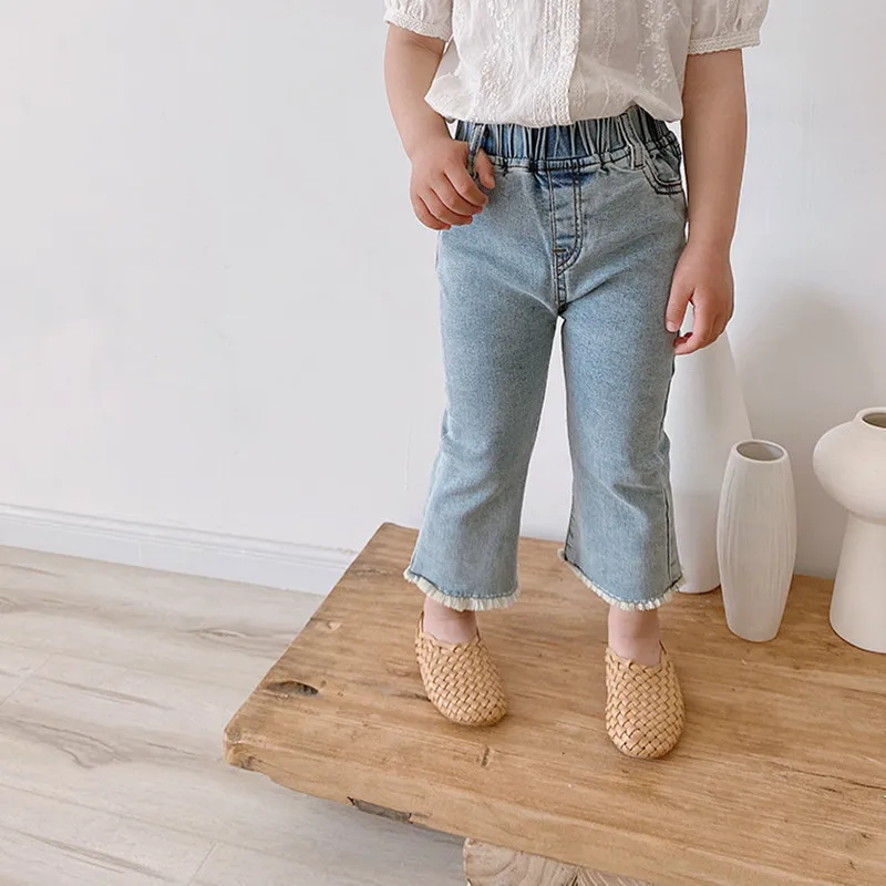 2020 летние новые обтягивающие джинсы в Корейском стиле для маленьких девочек