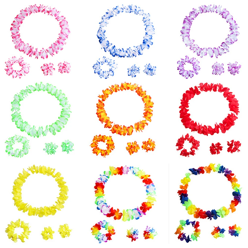 4 шт. гавайское ожерелье повязка на голову браслеты гирлянда праздник украшение