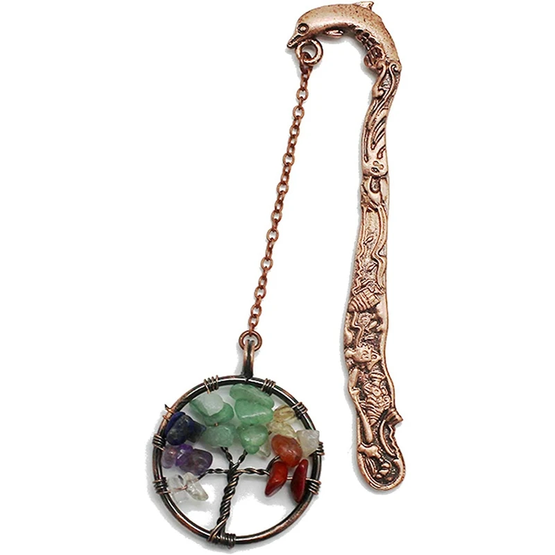 

Stationery School Supplies Personality Dolphin Bookmark Ancient Style Crystal Bookmarks For Books Pendant Tree Of Life Bookmark