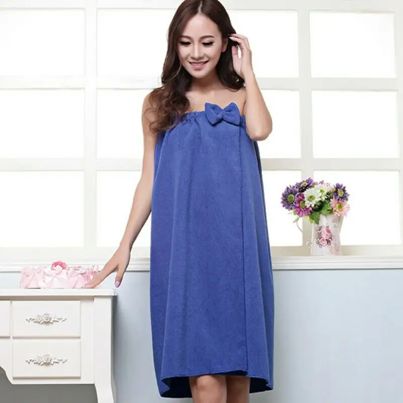 Микрофибра Для женщин Полотенце Ванной Душа халат бантом SPA абсорбент тела