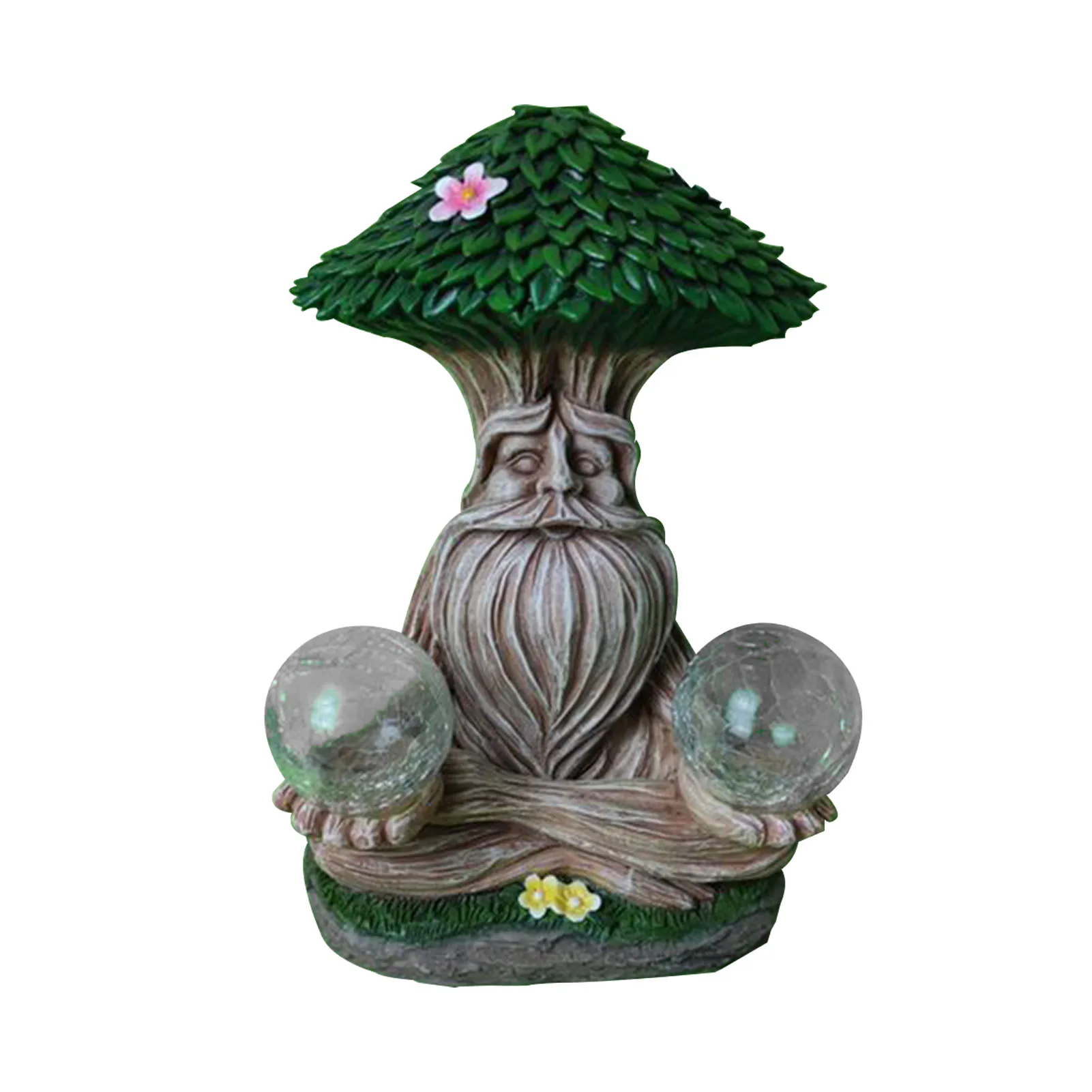 

Cute Magic Orb Figurine Home Decor Ornament Outdoor Garden Statue Resin Craft Funny Lawn Landscape With LED Lights Solar Power