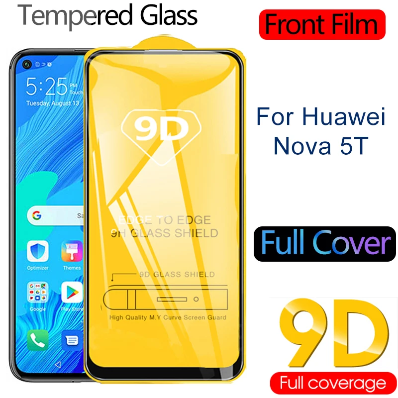 Закаленное стекло 9D с полным покрытием для Huawei Nova 5 T 4E 6SE 7I 7SE Защитная пленка